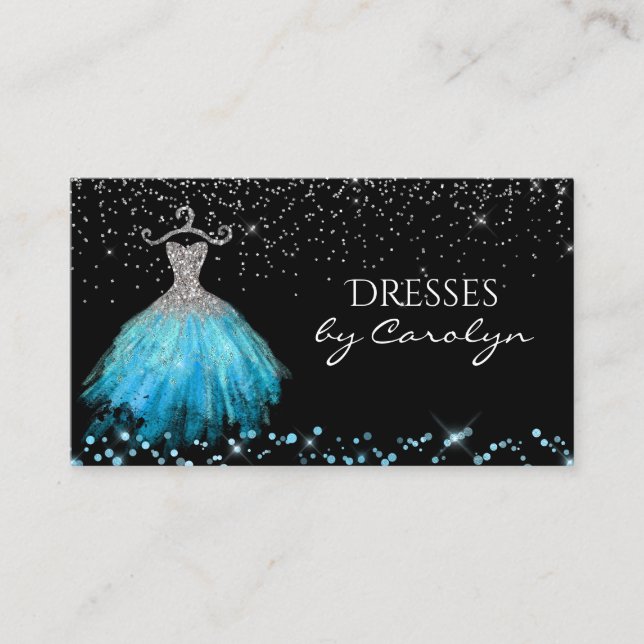 Fancy Dress Tailor Glittery Business Card (Front)