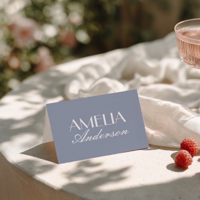 Fancy Dusty Blue Old Money Wedding Place Cards (Creator Uploaded)