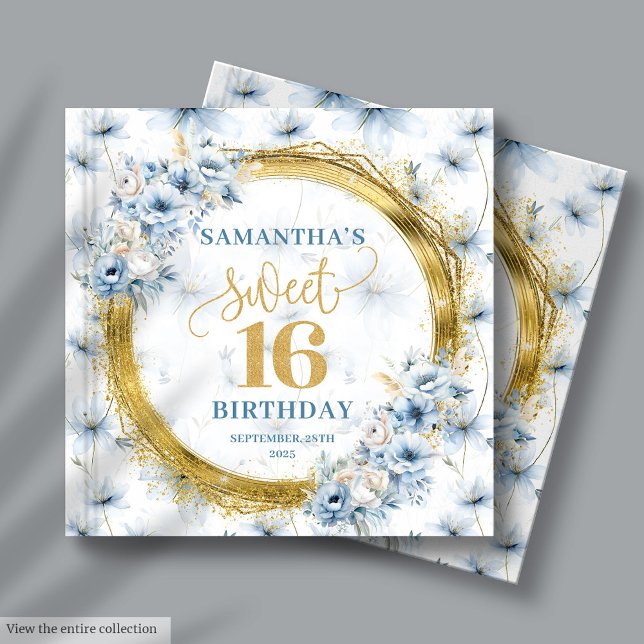 Fancy Dusty Blue Sweet Sixteen Guest Memory Album Guest Book (Fancy Dusty Blue Sweet Sixteen Guest Memory Album Guest Book)