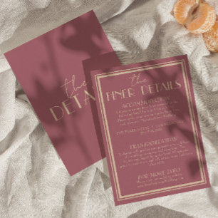 Fancy Dusty Rose Ivory Old Money Wedding Details Enclosure Card