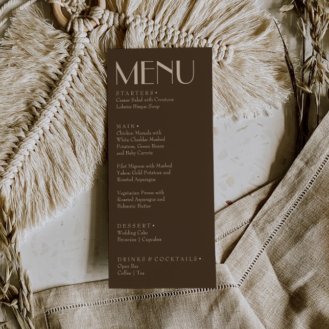 Fancy Earthy Brown Old Money Retro Luxury Wedding Menu (Creator Uploaded)
