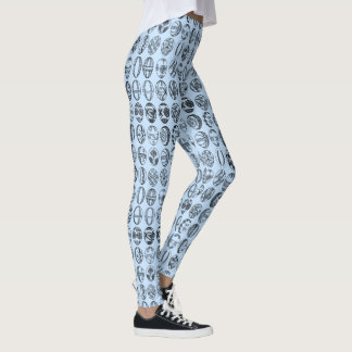 Fancy Easter Eggs Pattern Light Blue Leggings