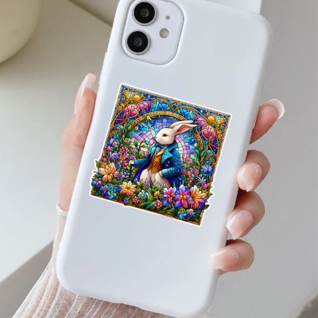 Fancy Easter Rabbit In Stained Glass Garden Sticker (Creator Uploaded)