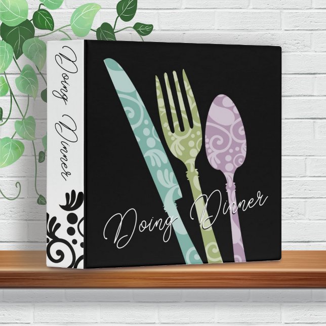 Fancy eating utensils personalized cookbook recipe binder (Creator Uploaded)