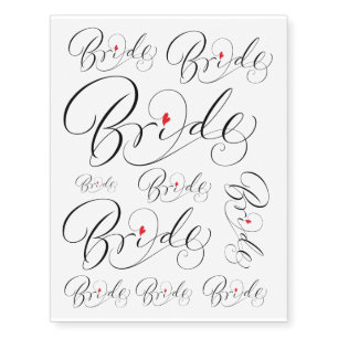 Fancy Elegant Bride Calligraphy Lettering Wedding Temporary Tattoos