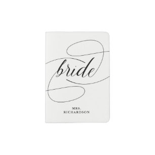 Fancy Elegant Calligraphy Bride Passport Holder