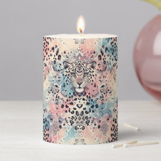 Fancy & Elegant, colorful tiger print Pillar Candle