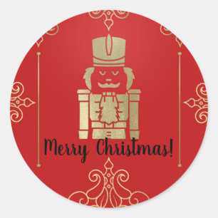 Fancy Elegant Gold & Red Nutcracker Holiday Party Classic Round Sticker