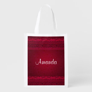 Fancy & Elegant Mysterious Red Background Stylish Grocery Bag