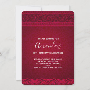 Fancy & Elegant Red Abstract Birthday Invitation