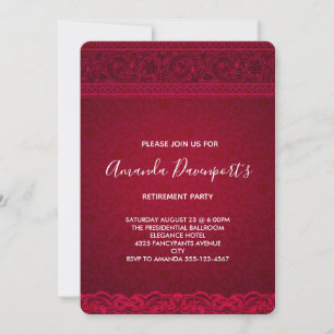Fancy & Elegant Red Abstract Retirement Party Invitation