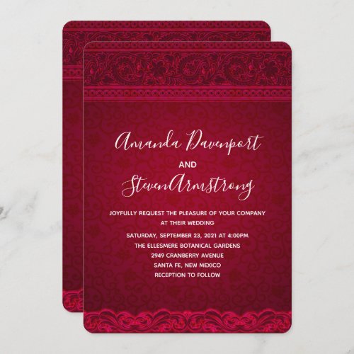 Fancy Elegant Red Abstract Wedding Invitation