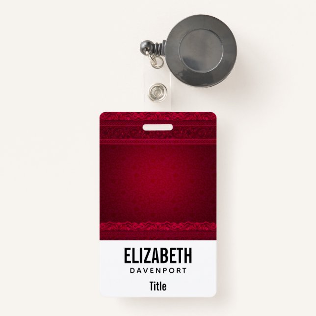 Fancy & Elegant Red Background Stylish Badge (Front with Retractable)