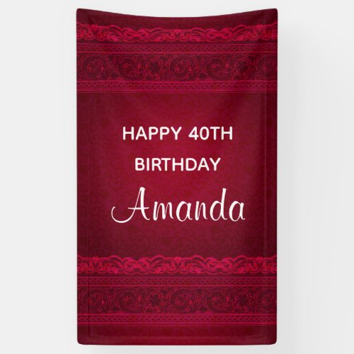 Fancy  Elegant Red Background Stylish Birthday Banner