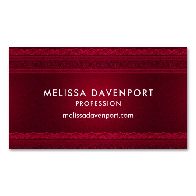 Fancy & Elegant Red Background Stylish Business Card Magnet (Front)
