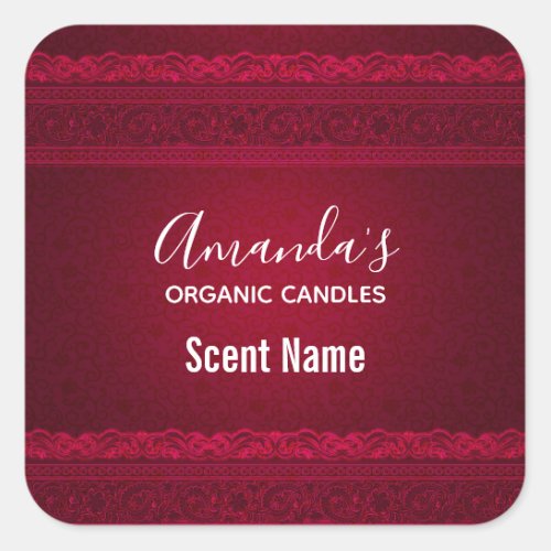 Fancy  Elegant Red Background Stylish Candle Square Sticker