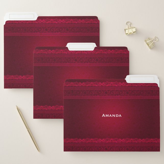 Fancy & Elegant Red Background Stylish File Folder (Set)