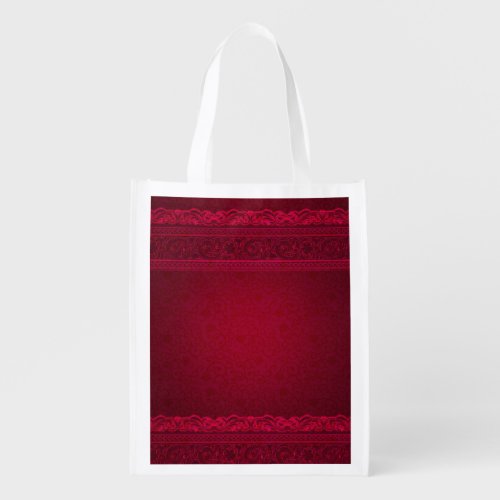 Fancy  Elegant Red Background Stylish Grocery Bag