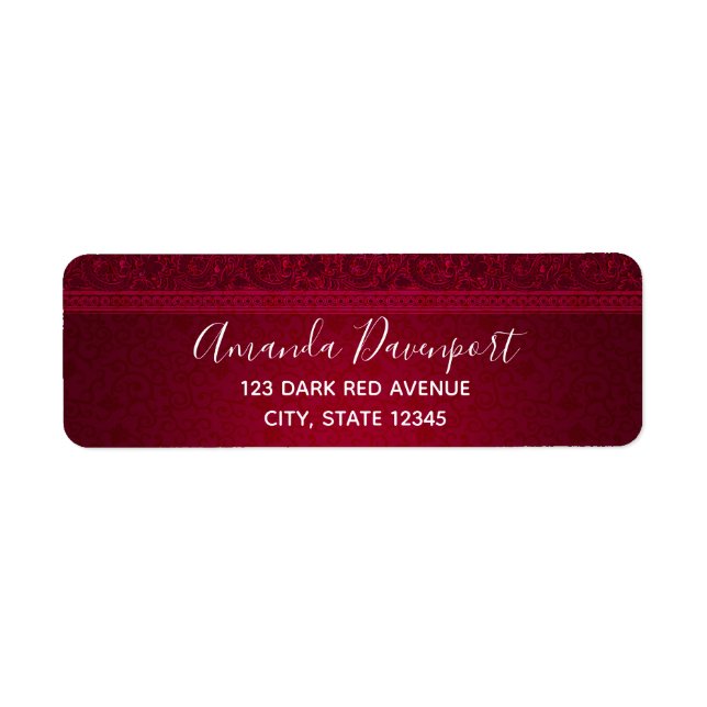 Fancy & Elegant Red Background Stylish Label (Front)