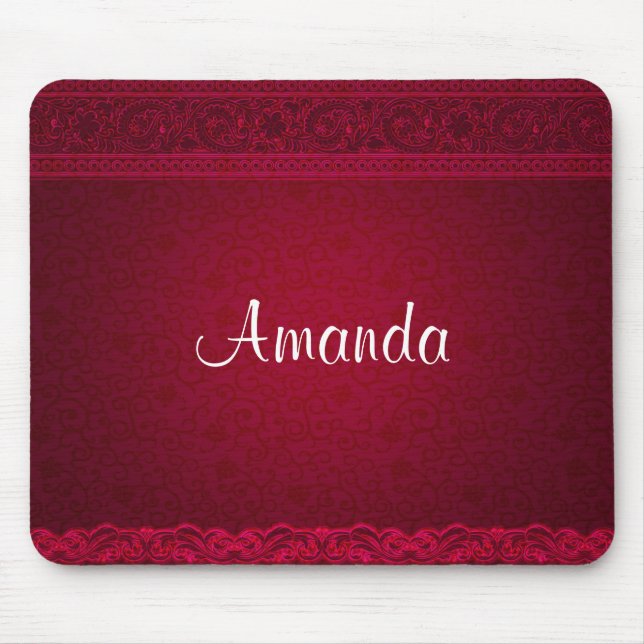 Fancy & Elegant Red Background Stylish Mouse Pad (Front)