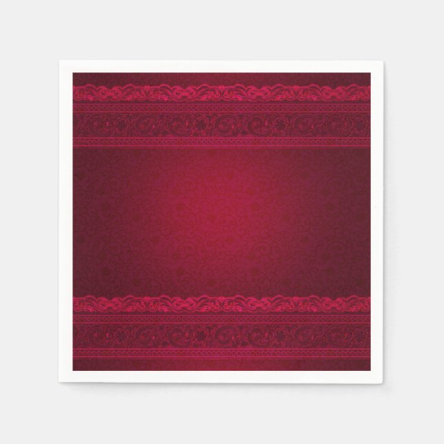 Fancy & Elegant Red Background Stylish Napkins (Front)