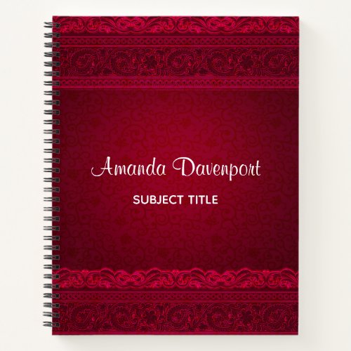 Fancy  Elegant Red Background Stylish Notebook