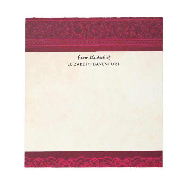 Fancy & Elegant Red Background Stylish Notepad (Front)