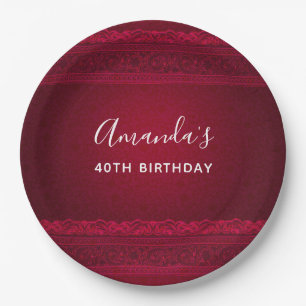 Fancy & Elegant Red Background Stylish Paper Plates