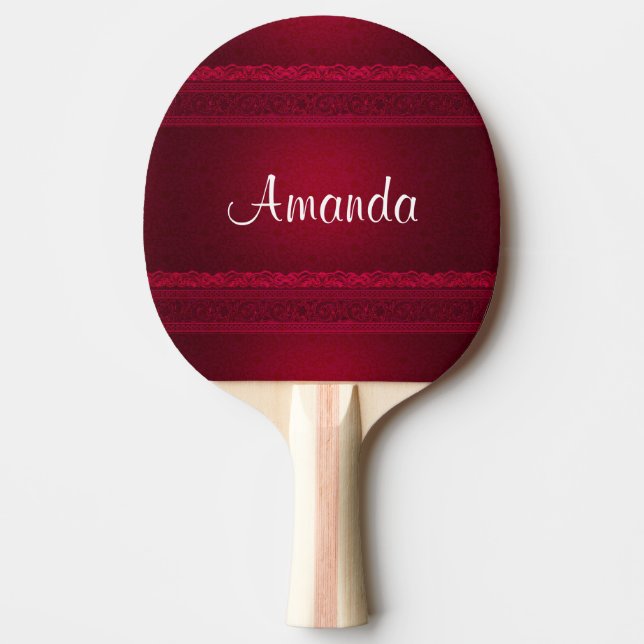 Fancy & Elegant Red Background Stylish Ping Pong Paddle (Front)