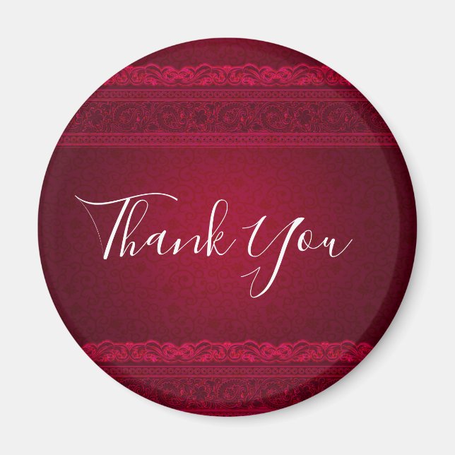 Fancy & Elegant Red Background Stylish Thank You Magnet (Front)