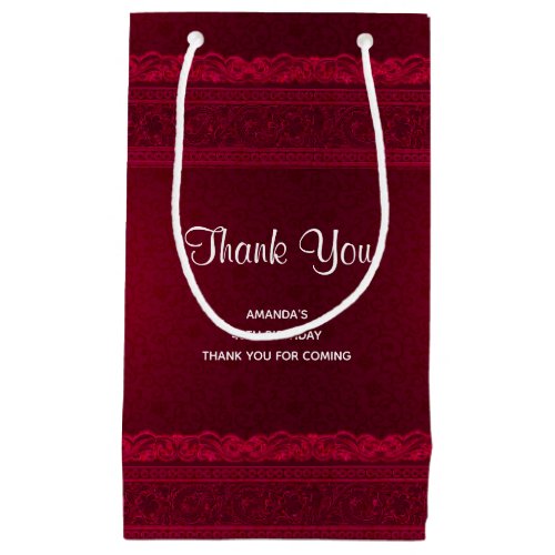 Fancy  Elegant Red Background Stylish Thank You Small Gift Bag