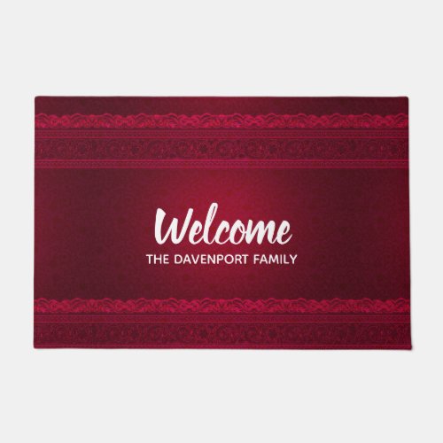 Fancy  Elegant Red Background Stylish Welcome Doormat
