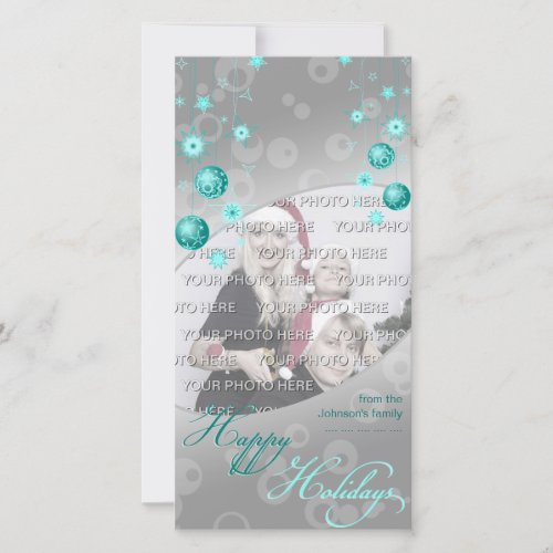 Fancy Elegant Turquoise Christmas Decorations Holiday Card