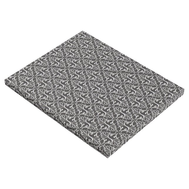 Fancy Elegant White Scrolls Black Damask Pattern Gallery Wrap (3/4)
