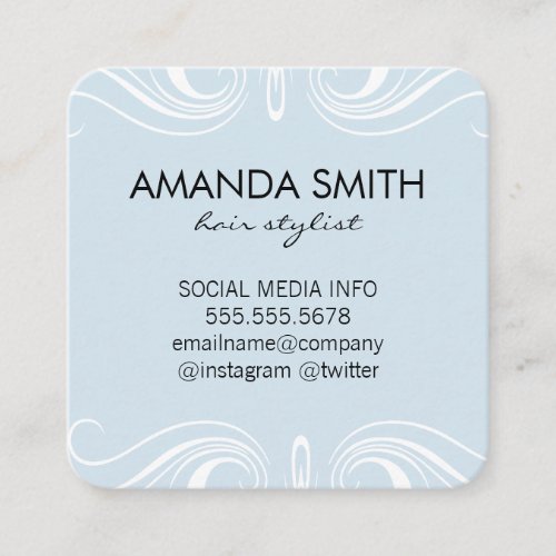 Fancy Elements  Baby Blue Square Business Card