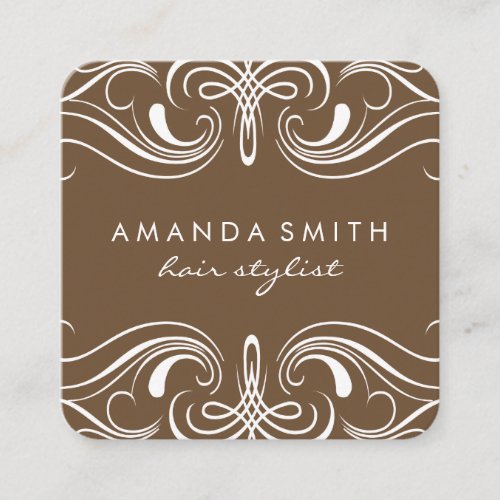 Fancy Elements Brown Square Business Card