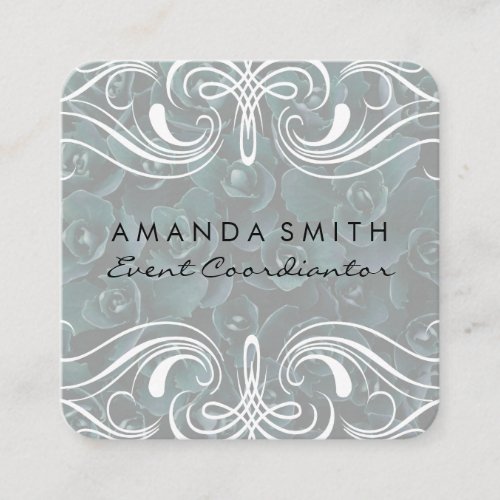 Fancy Elements  Floral Background Square Business Card