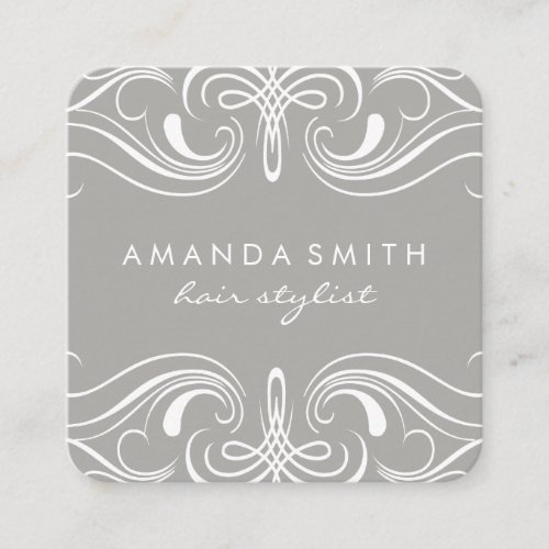 Fancy Elements Gray Square Business Card