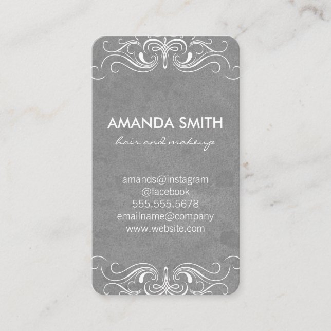 Fancy Elements Gray Watercolor Background Business Card (Front)