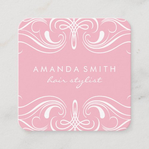 Fancy Elements Pink Square Business Card