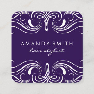 Fancy Elements Purple Square Business Card