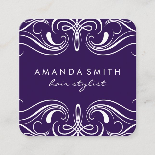 Fancy Elements Purple Square Business Card (Front)