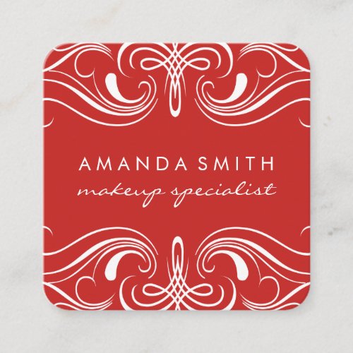 Fancy Elements Red Square Business Card