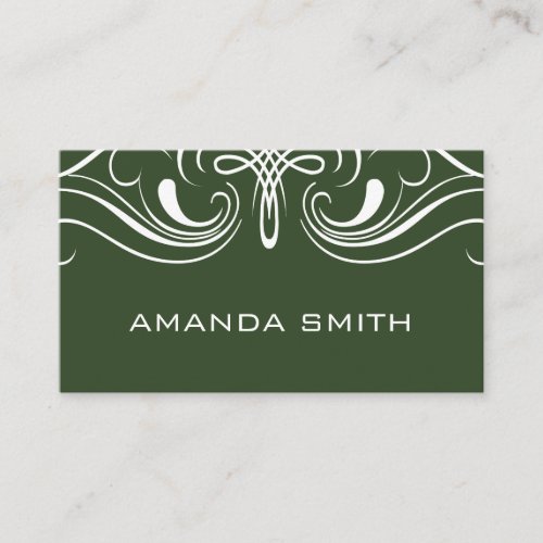 Fancy Elements Simple Dark Green Business Card