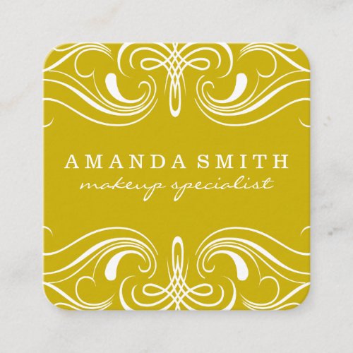 Fancy Elements Yellow Square Business Card