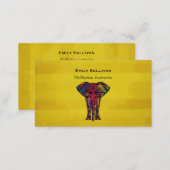 Fancy Elephant Design Bold Bright Colors Business Card (Front/Back)