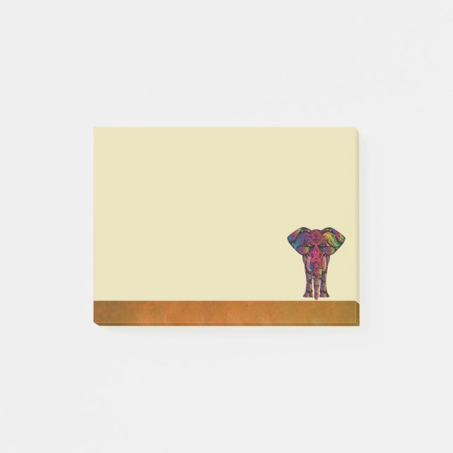 Fancy Elephant Design Bold Bright Colors Post-it Notes (Front)