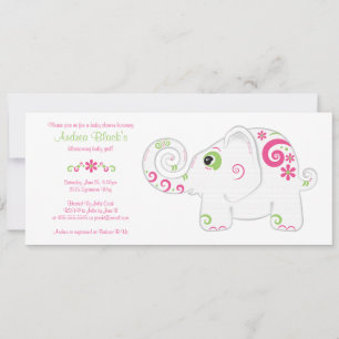 Fancy Elephant on Parade Baby Shower Invitation