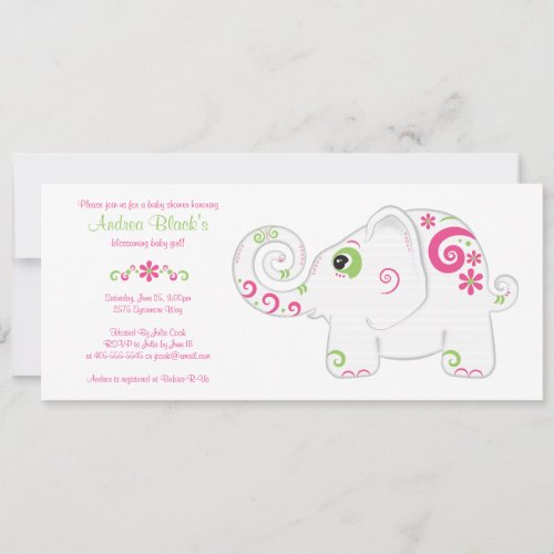 Fancy Elephant on Parade Baby Shower Invitation