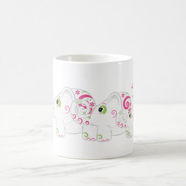 Fancy Elephants on Parade Personalized Mug (Center)